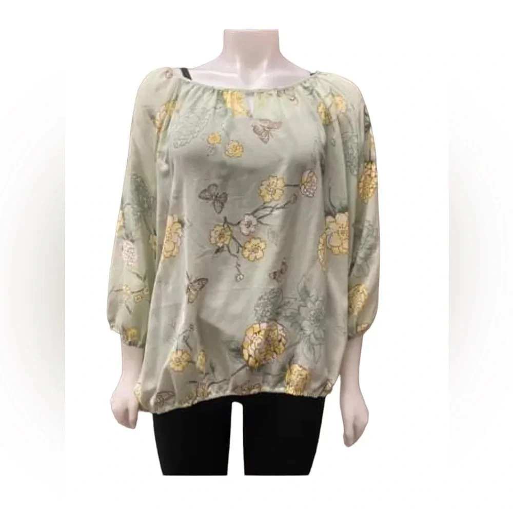 Northern Reflections Boho Floral Blouse Size XL